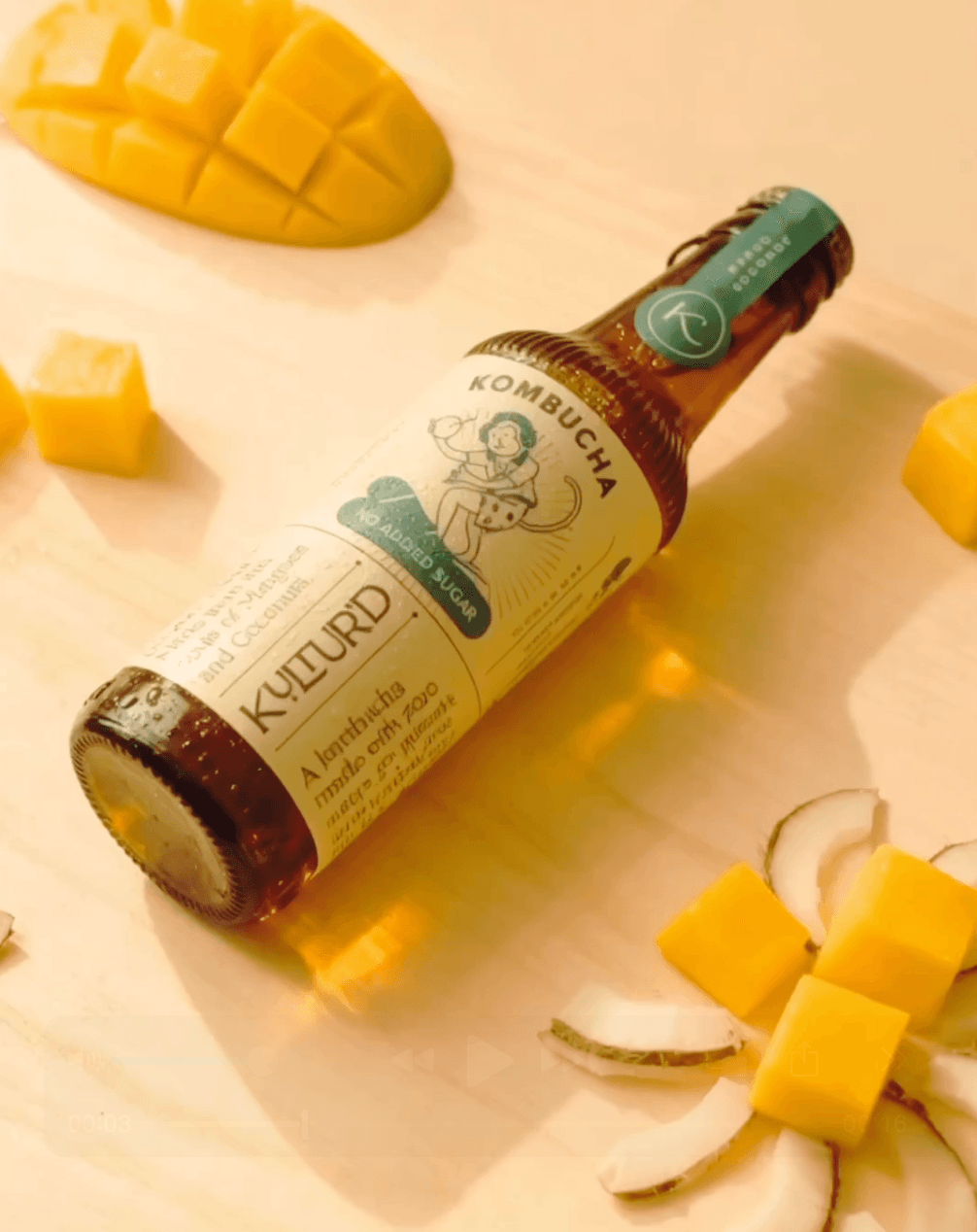 Mango Coconut Kombucha (Zero Added Sugar)